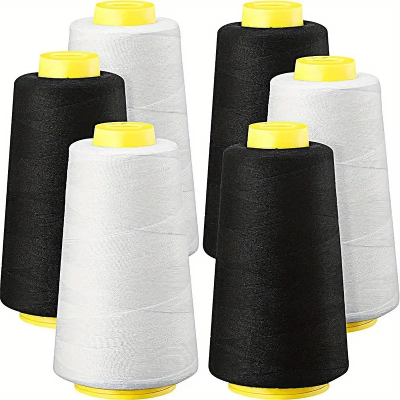 3 Black + 3 White Overlock Thr - Serger Thread Cone ulasan dan harga