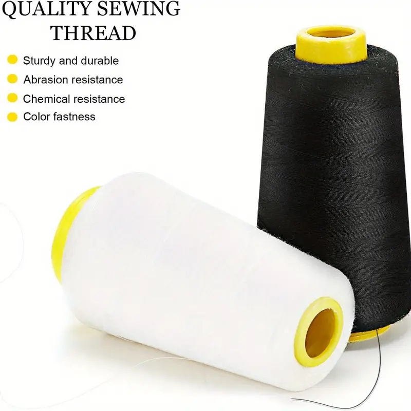 3 Black + 3 White Overlock Thr - Serger Thread Cone ulasan dan harga