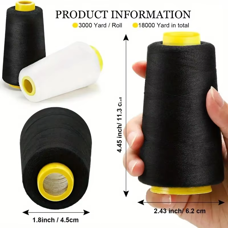 3 Black 3 White Overlock Threa - Serger Thread Cone ulasan dan harga