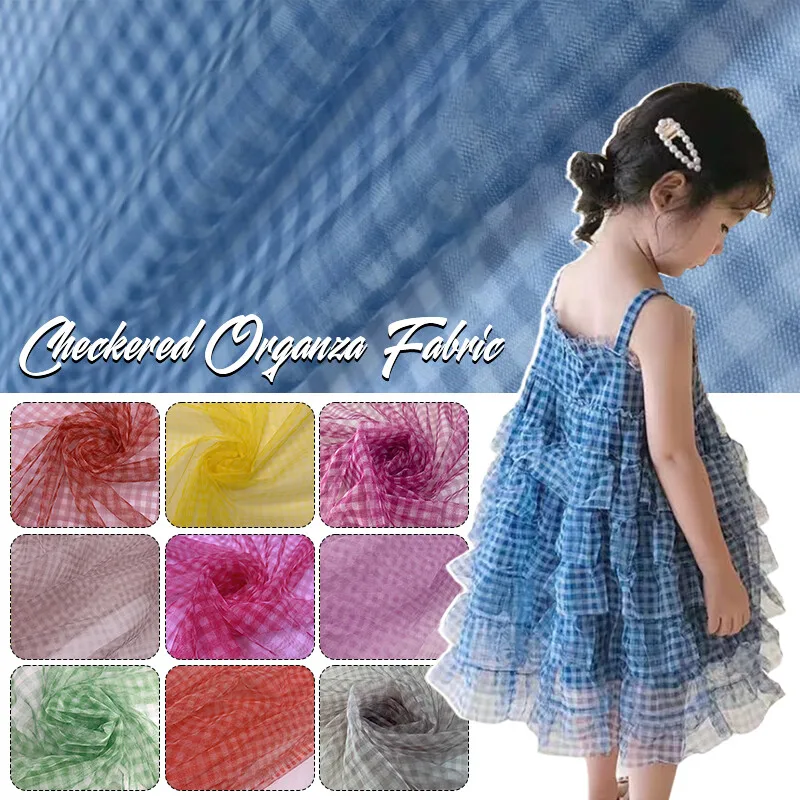 90x150cm Check Mesh Fabric Tra - Sewing Batik Fabric ulasan dan harga