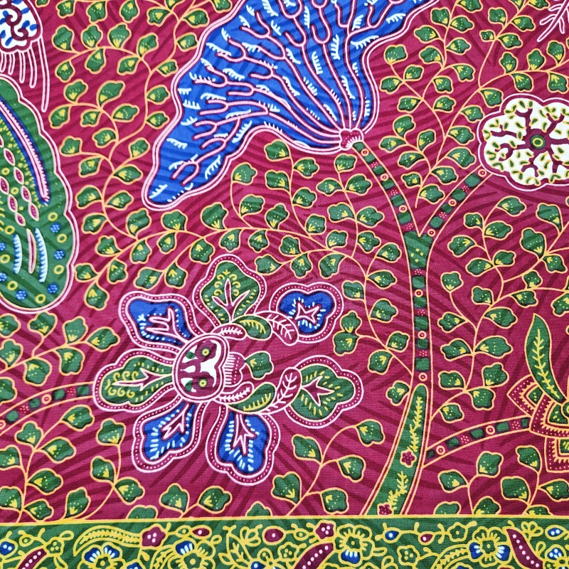 46Inch * 6Yards Green Leaves P - Sewing Batik Fabric ulasan dan harga