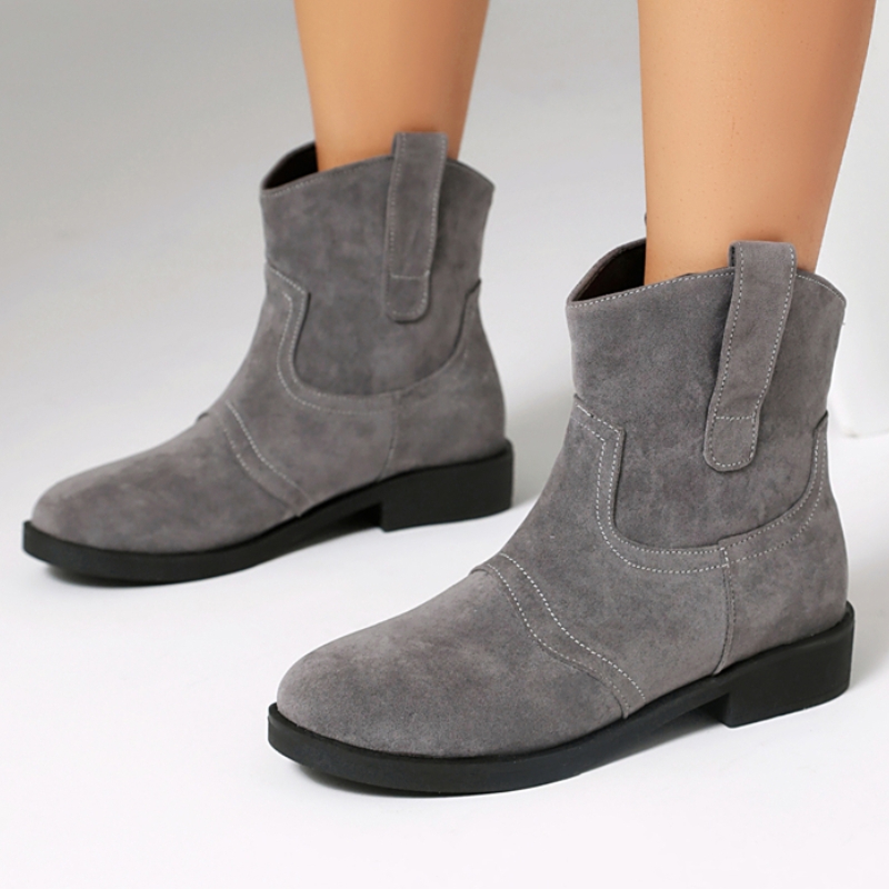 Gray Ankle Boots for Women 202 - Sewing Fleece ulasan dan harga