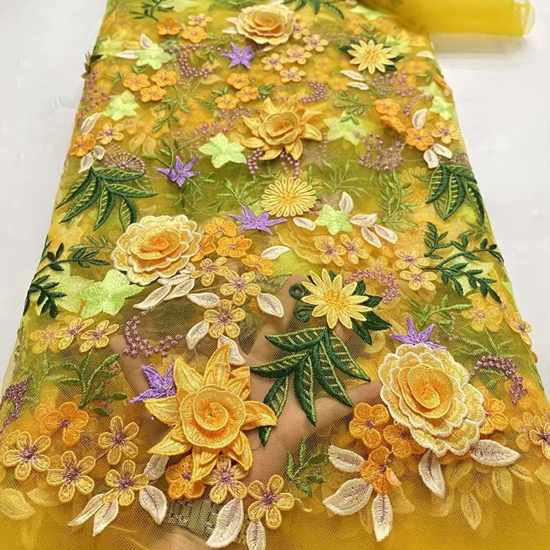 90x130cm 3D Floral Embroidered - Sewing In Textile ulasan dan harga