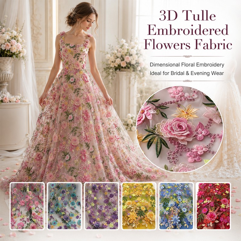 90x130cm 3D Floral Embroidered - Sewing In Textile ulasan dan harga