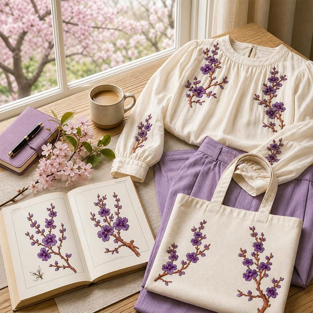 DIY Cherry Blossom Iron On Pat - Sewing In Textile ulasan dan harga